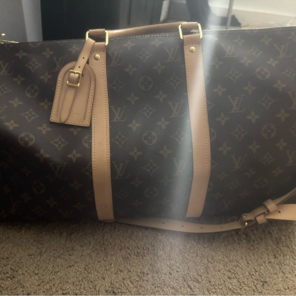 Louis Vuitton Brown Cream Duffel Bag